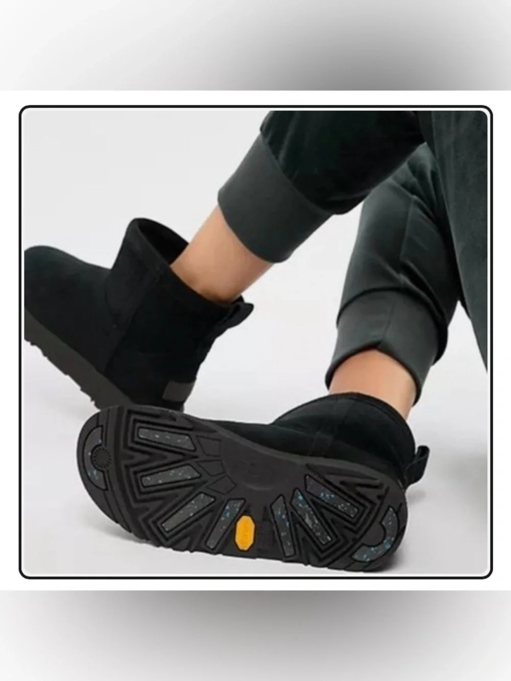 UGG Classic Waterproof Black Suede Mini Boots Vibram Soles # 1019643 Size 5 NWOB